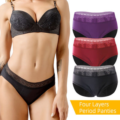 Mid-Rise Leak Proof Period Underwear XS-6XL Lace Menstrual Period Underwear