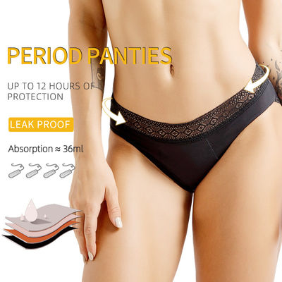 Mid-Rise Leak Proof Period Underwear XS-6XL Lace Menstrual Period Underwear